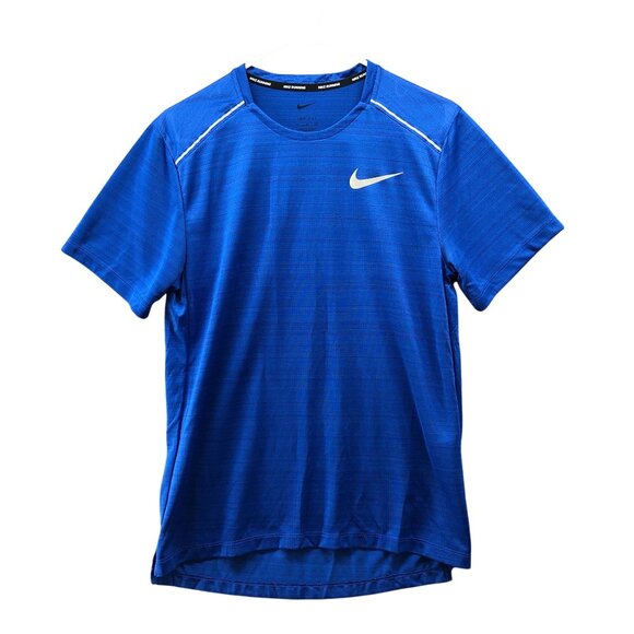 Nike Running T Shirt Mens S Blue Short Sleeve Crewneck Dri-Fit Reflective - Picture 1 of 9